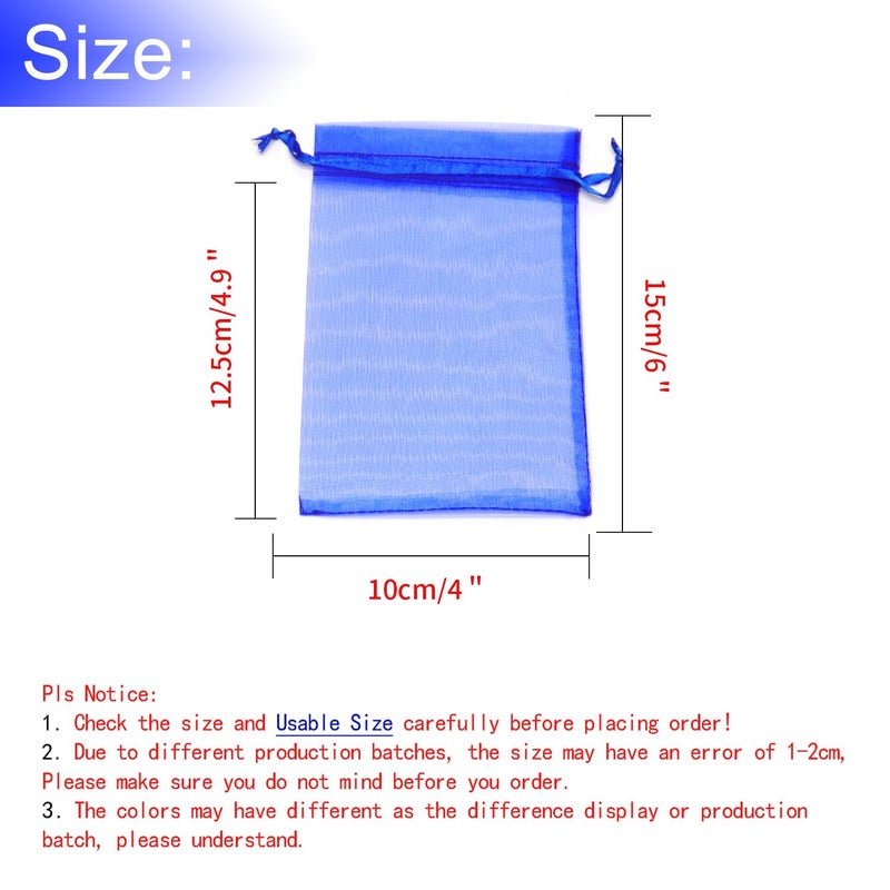 Bezall 100Pcs Organza Gift Bags, 4x6 Inches Mesh Wedding Party Favor Bags with Drawstring, Organza Candy Jewelry Wrapping Pouch (Mixed Color) - Image 5